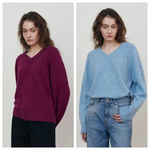 针织V领套头时尚 2025春秋女装 休闲上衣 around直邮代购 韩国step