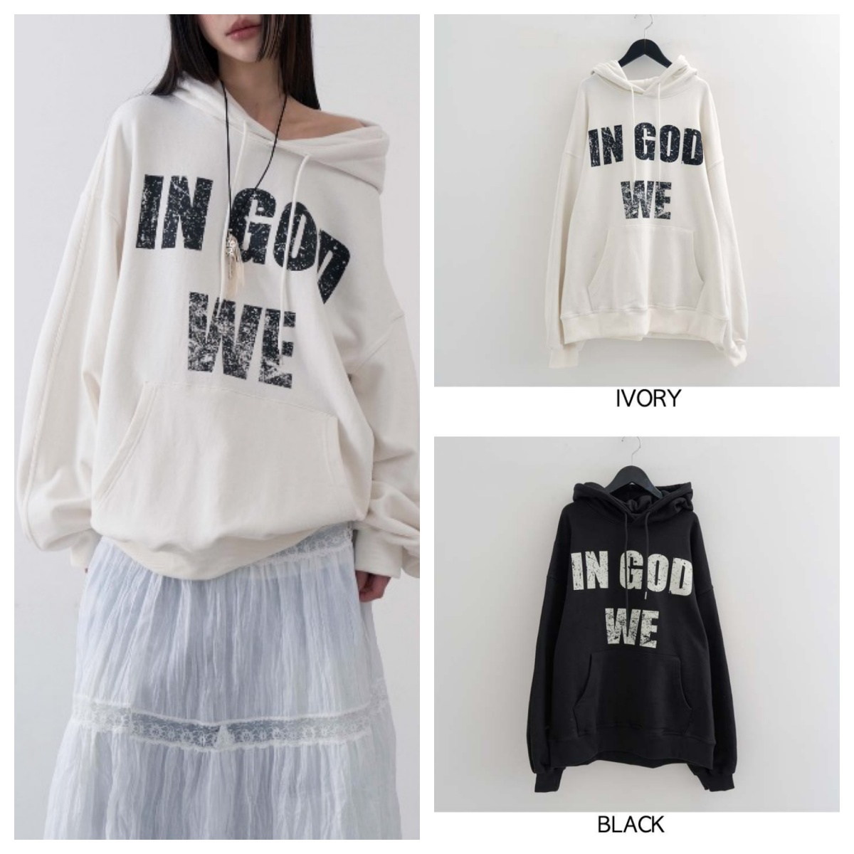 韩国lowear直邮代购2025春秋女装字母百搭宽松连帽休闲长袖卫衣