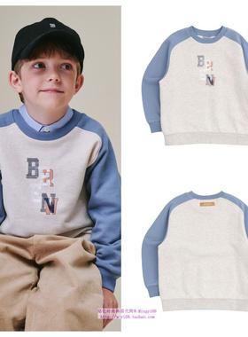 been韩国直邮代购2024秋春儿童米色套头休闲长袖T恤童装100-165