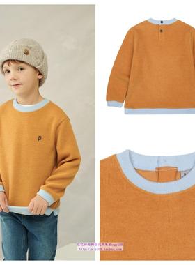 been韩国直邮代购2024秋冬儿童橙色套头休闲长袖T恤童装100-165