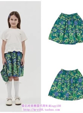 been韩国代购2023夏女童绿色花朵时尚半身裙百搭儿童裙子100-165