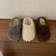 厚底6CM 小个子内增高温柔可爱羊卷毛保暖加绒一脚蹬穆勒棉拖鞋 女