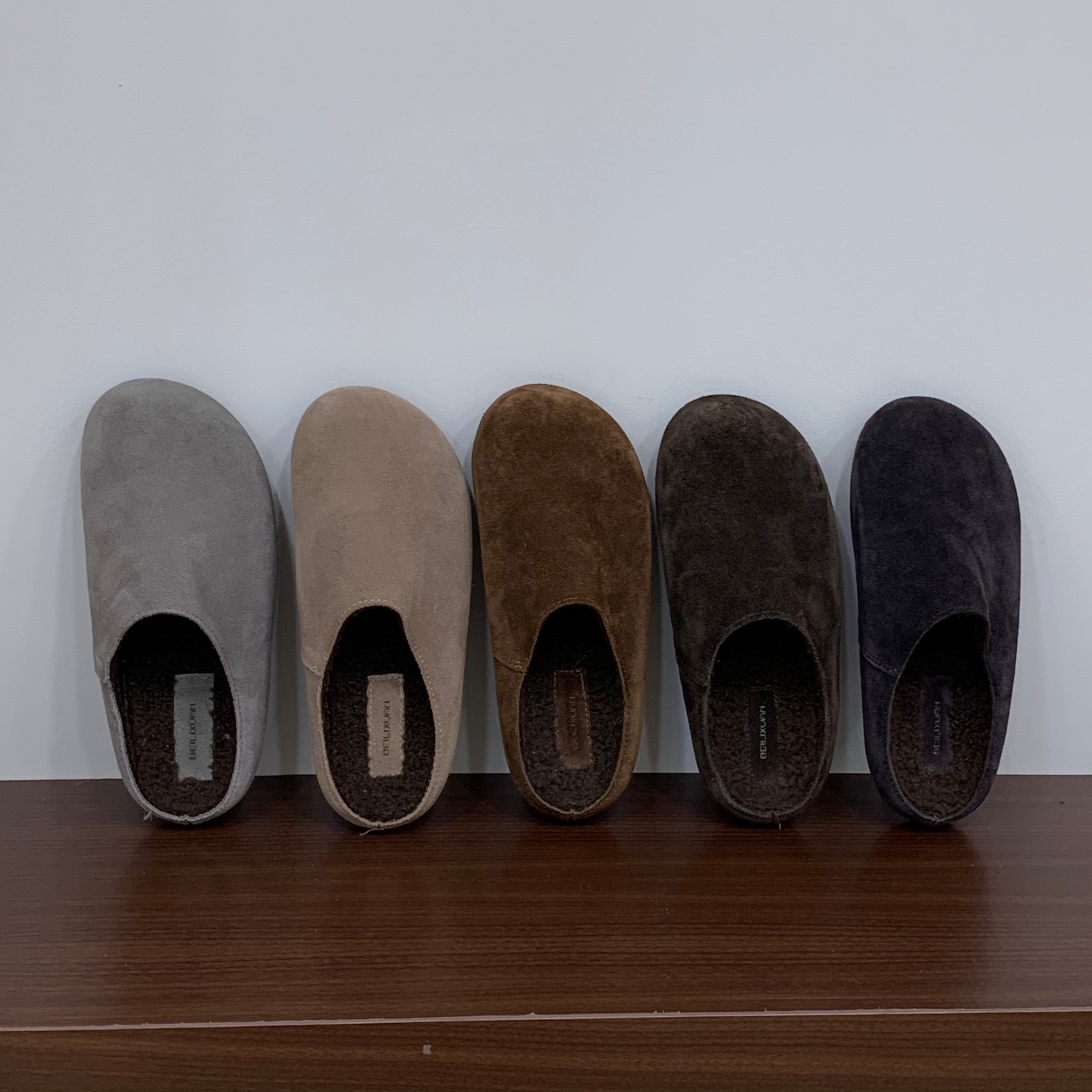 .牛皮版~慵懒风一脚蹬休闲厚底包头半拖鞋女冬外穿加绒真皮勃肯鞋