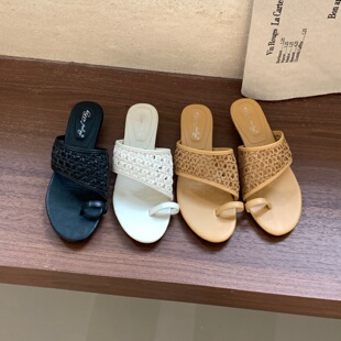简约气质镂空编织穆勒鞋 2026春夏女软底懒人通勤一脚蹬浅口凉拖鞋