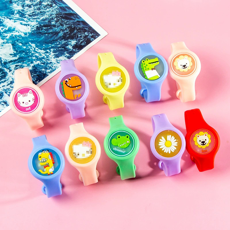 儿童闪光驱蚊手环扣可爱卡通发光驱蚊手表夜光旋转植物防蚊手环