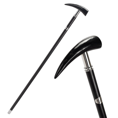 SUNMYHOME天然牛角黑檀木手杖