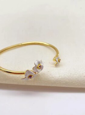 欧美风女黄铜手绘珐琅釉手镯小众