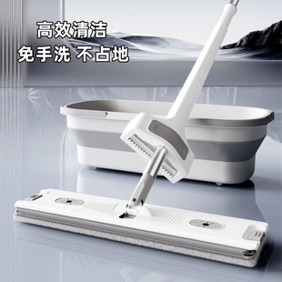 拖把家用一拖净带桶加粗加厚杆免手洗拖地神器吸水布懒人平板拖把