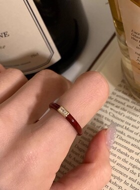 法式复古小方钻显白锆石戒指女