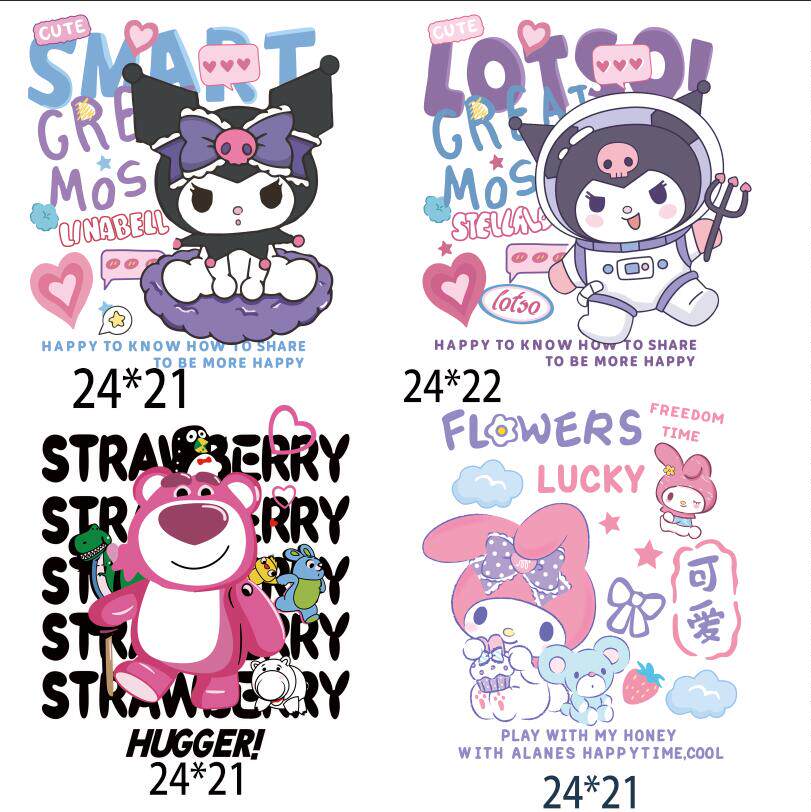 新款库洛米美乐蒂女装爆款可爱兔子卡通t恤图片热转印烫画印花贴