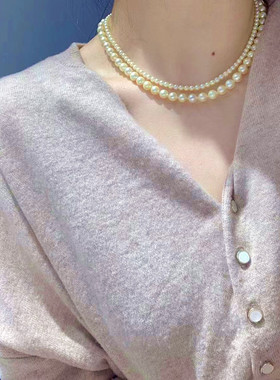 母贝珍珠羽皇金色双层锁骨项链