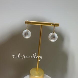 南洋母贝仿珍珠正圆强光16mm澳白色耳钩耳环耳饰洋气出挑经典百搭