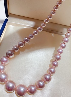 渐变项链母贝粉紫色炫彩正圆强光