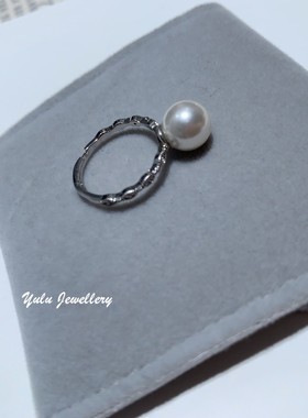 母贝珍珠正圆强光戒指