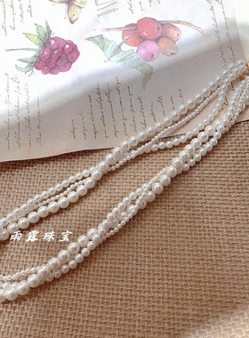 母贝仿珍珠三层缠绕项链颈链