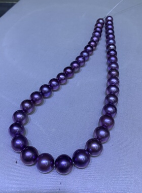 天然淡水妖孽紫爱迪生珍珠近正圆9-12mm锁骨项链色标级天花板优雅