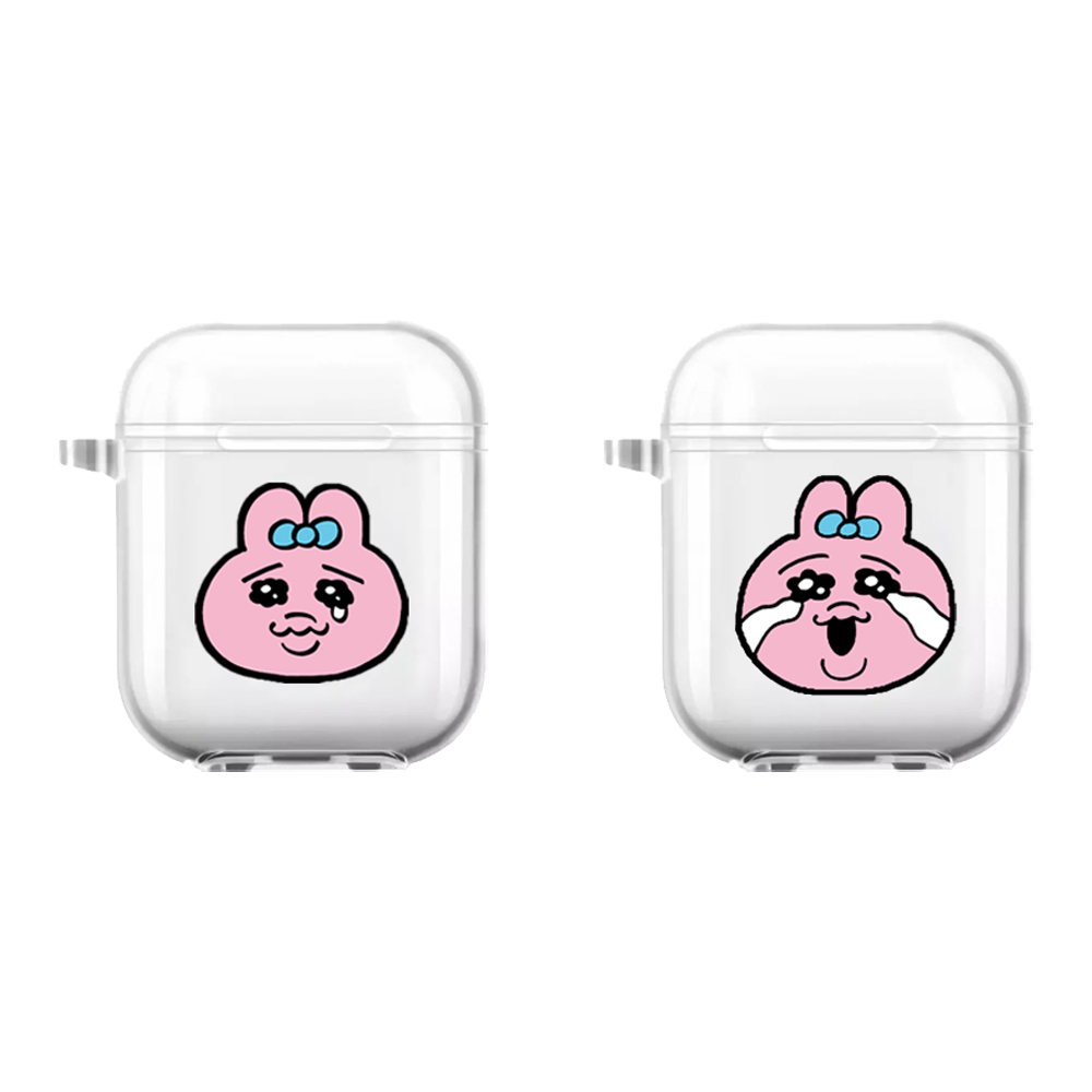 可爱恶搞opanchu粉色悲伤内裤兔适用苹果耳机透明保护套Airpodspro2/3代蓝牙无线耳机硅胶软壳情侣