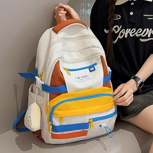 高颜值日系初中大容量书包女高中大学生小众双肩包简约百搭电脑背