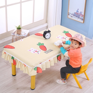 幼儿园桌布套长方形学生课桌桌罩布艺桌套桌布防水防油免洗格子