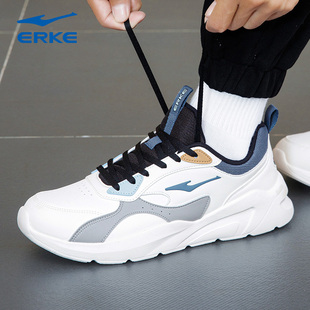 鸿星尔克男鞋运动鞋2025新款冬季防水皮面休闲鞋官方正品跑步鞋男