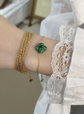 夏天可以戴的不褪色多层金色手链