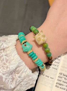 古风复古梨花木虎眼石小恶魔手串