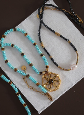 法式复古天然珍珠石项链显白