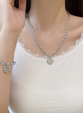 人工水晶琉璃爱心项链