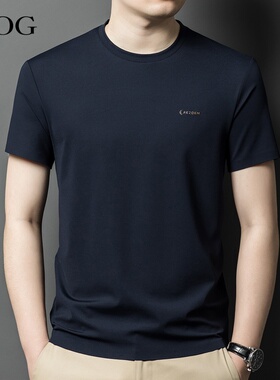 桑蚕丝圆领短袖t恤男士2026夏季新款休闲体恤打底衫冰丝半袖上衣