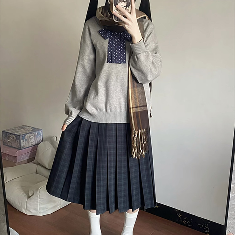 学院风正版校供感日系针织衫套装