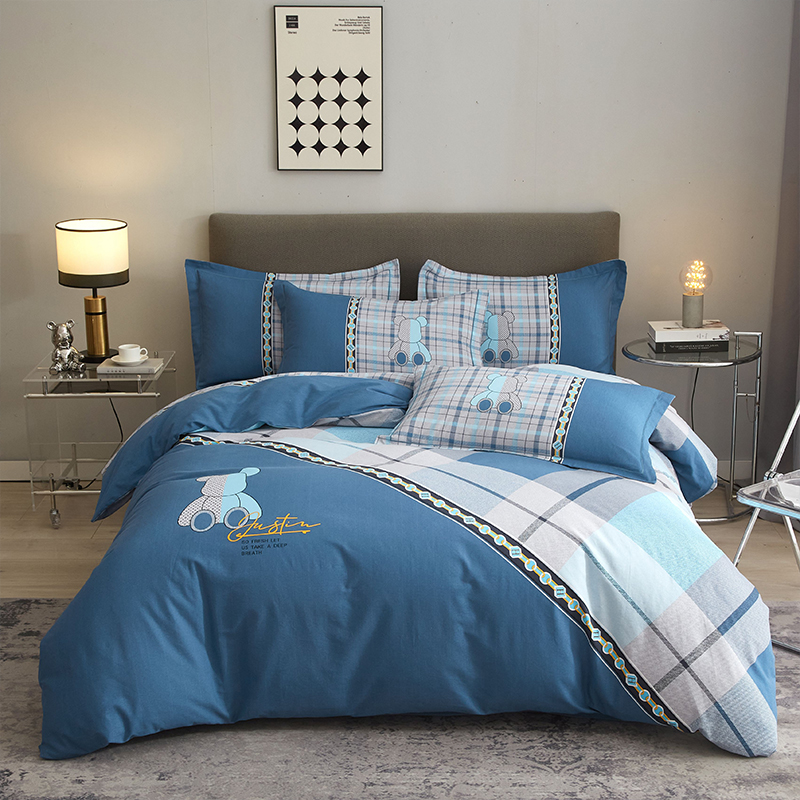 冬季100%全棉纯棉磨毛加厚被套床单笠被子床上保暖四件套网红用品