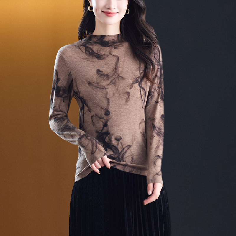 100%超细水溶羊毛衫女半高领毛衣