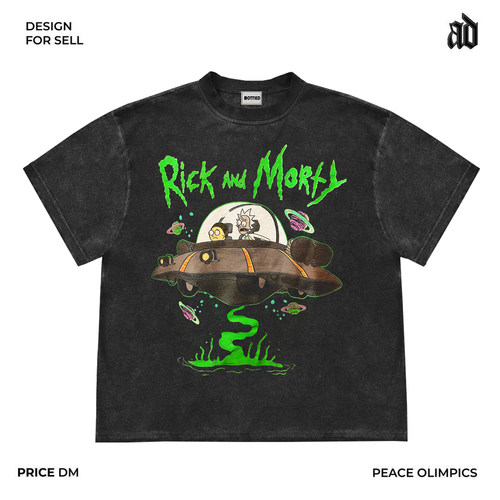 Mottled斑驳 美式复古重磅250克 rick and morty做旧水洗小众短袖