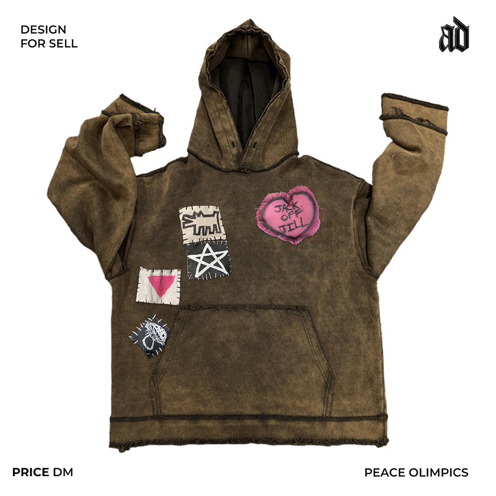 Mottled斑驳！ 原创艺术家贴布！做旧独特拼布宽松无性别连帽卫衣