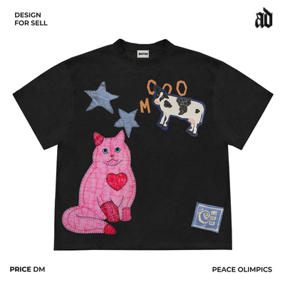 可爱贴布绣时尚美式短袖T恤