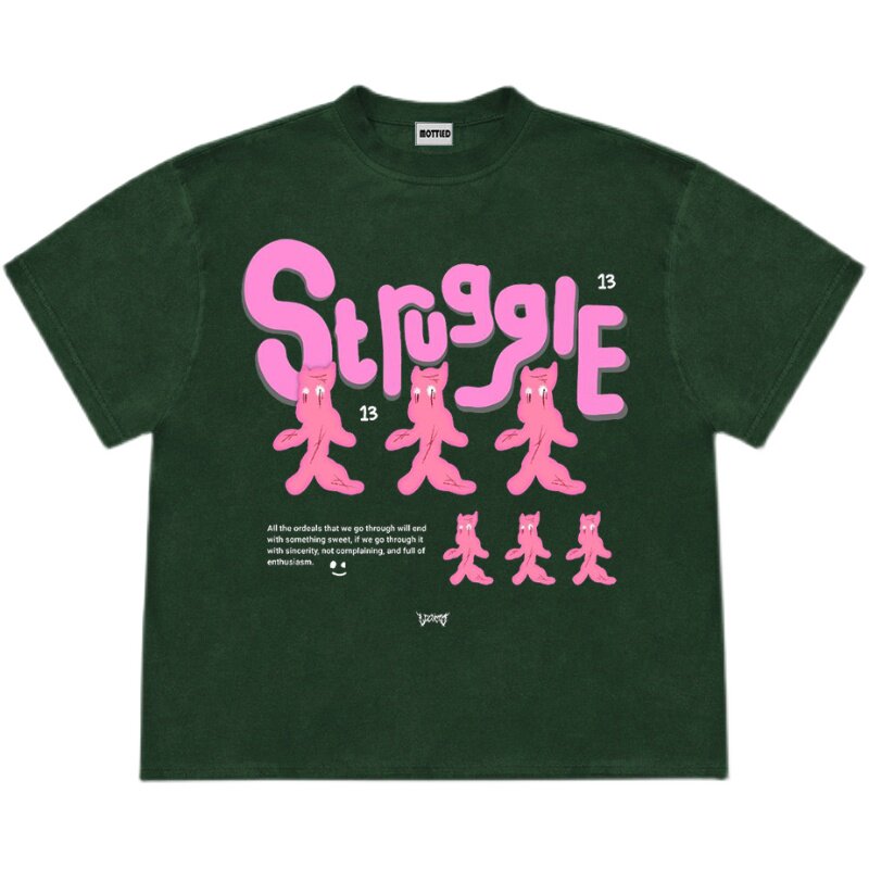 MOTTLED MOTTLED AMERICAN RETRO HEAVY 250G FUN HEAVY SWEET COOL CARTOON GRAFFITI SHORT SLEEVE T-SHIRT