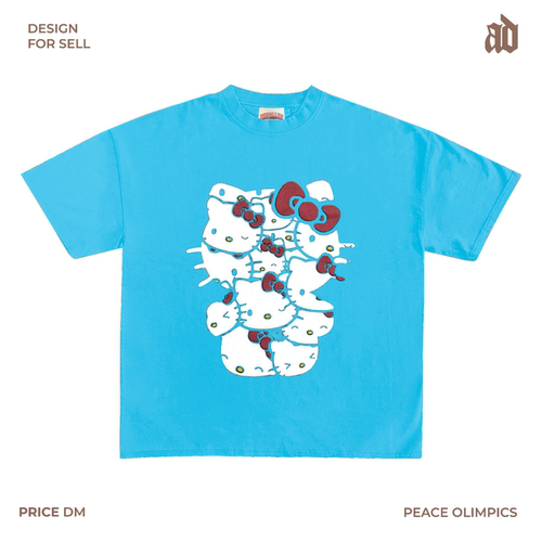 230G 轻薄正肩款 萌趣可爱设计感HelloKitty宽松圆领大码短袖T恤