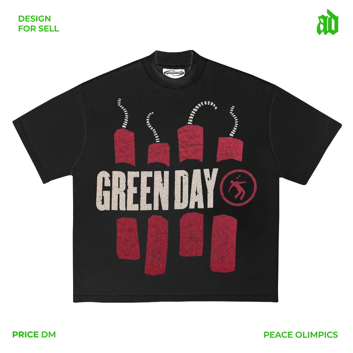 330克美式重磅直喷！Green Day 乐队主题短袖 T 恤 个性酷感十足