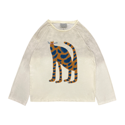 动物园系列！潮流街头滑板潮牌创意独特宽松长袖脏脏T水洗做旧