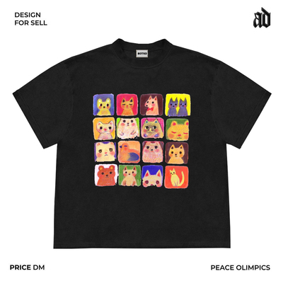 Mottled斑驳 只做美式复古重磅 油画可爱动物创意短袖T恤学院风