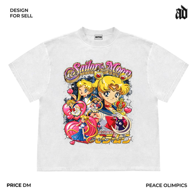 Mottled斑驳 只做美式复古重磅 美少女战士卡通青春潮流短袖T恤