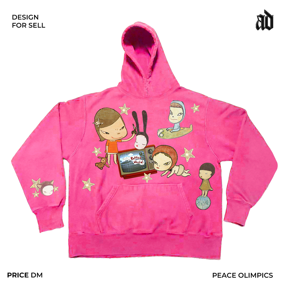 空气感！美式重磅！ins风设计师插画高级感卡通童趣style连帽卫衣