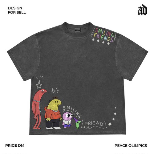 美式260G重磅！Smiling Friends笑脸朋友群像动画短袖T恤通勤休闲