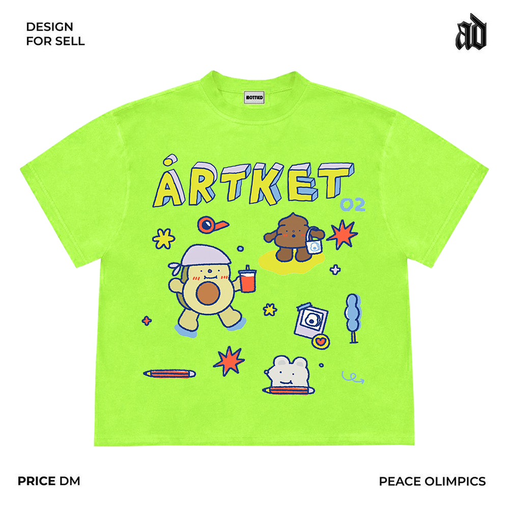 Mottled斑驳设计师工作室ins风可爱卡通牛油果宽松休闲百搭短袖