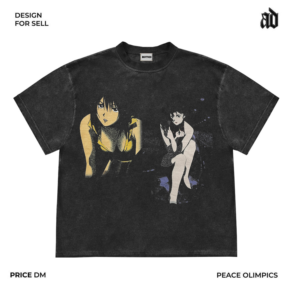 MOTTLED MOTTLED AMERICAN RETRO HEAVY 250G VINTAGE INTERSTELLAR COWBOY ANIME HIGH STREET SHORT SLEEVE T-SHIRT