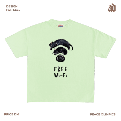 230G 轻薄正肩款 猫咪WiFi印花T恤创意童趣图案潮流款式透气面料