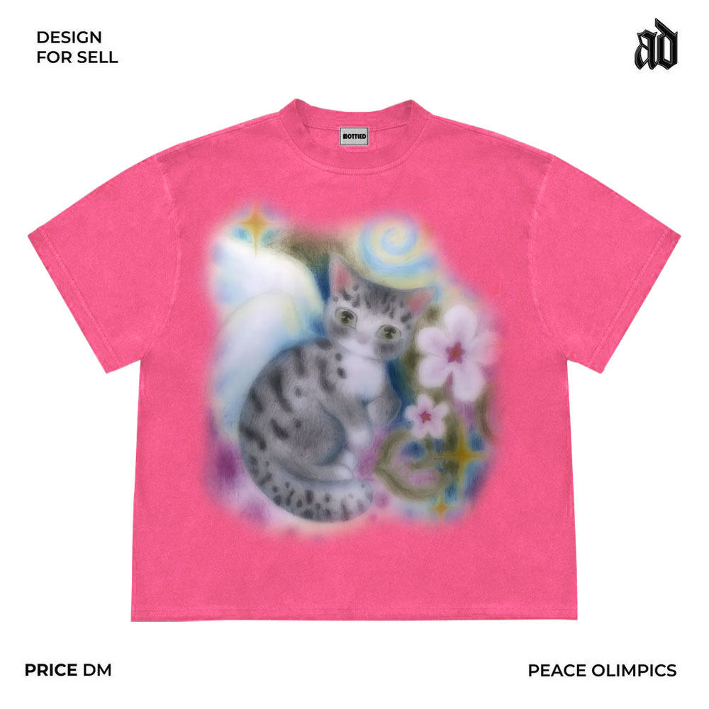 MOTTLED MOTTLED DESIGNER STUDIO INS SWEET DESIGN SENSE CREATIVE GRAFFITI SUMMER NEW PRODUCTS SHORT SLEEVES