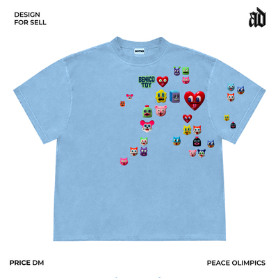 斑驳设计师工作室！复古减龄卡通头像上衣小众设计感童趣短袖T恤