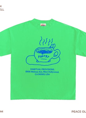 230G 轻薄正肩款 PANTRY 杯印花T恤美国店铺休闲插图打底夏季正肩