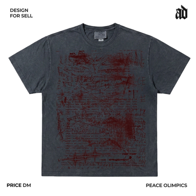 斑驳设计师工作室！小领口！暗黑涂鸦风小众高街男女宽松短袖T恤